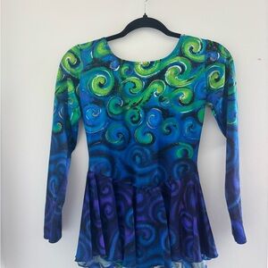 Colorful Swirl Long Sleeve Ice Skating Dress